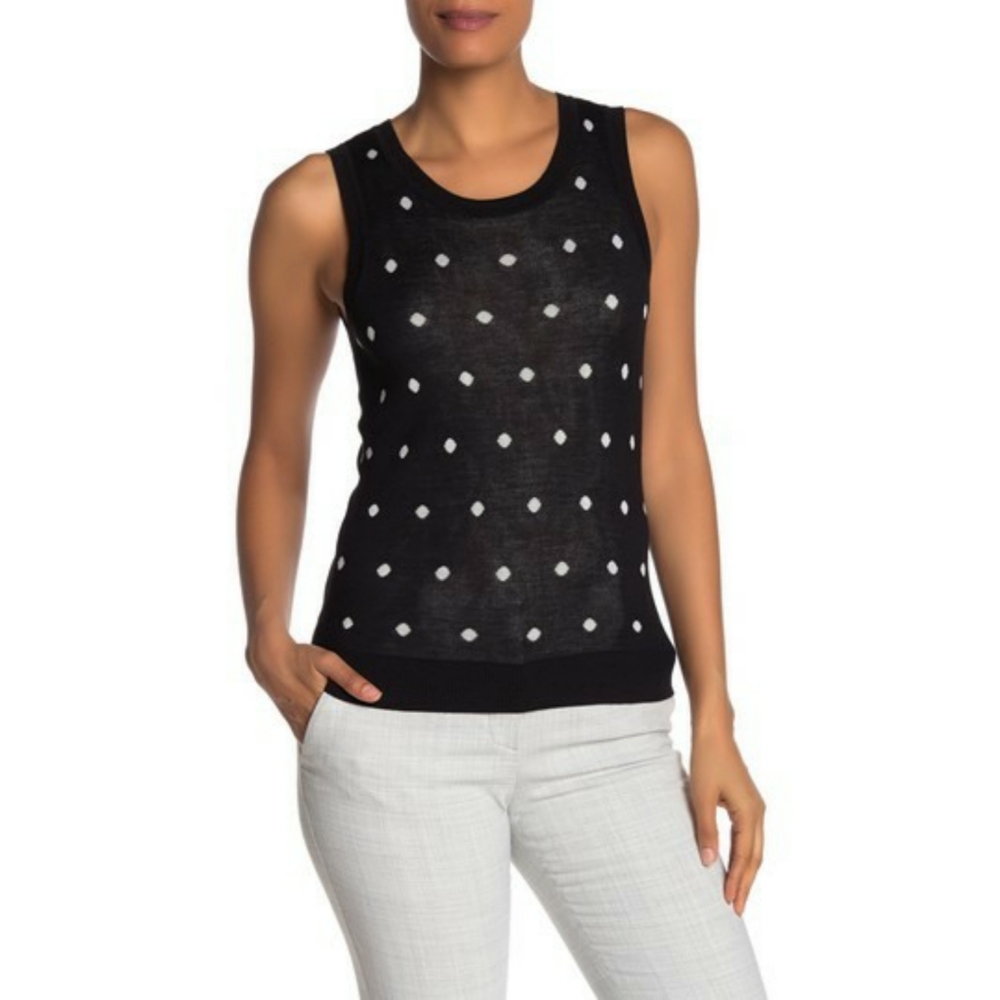 NWT Halogen Patterned Crew Neck Knit Tank Top Size MP